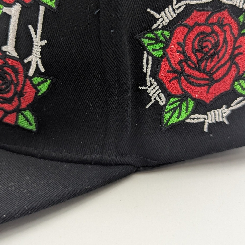 Blackjack Trust No 1 Snapback Hat Black Snake Rose Barbed Wire Flat Brim Cap - Picture 6 of 12